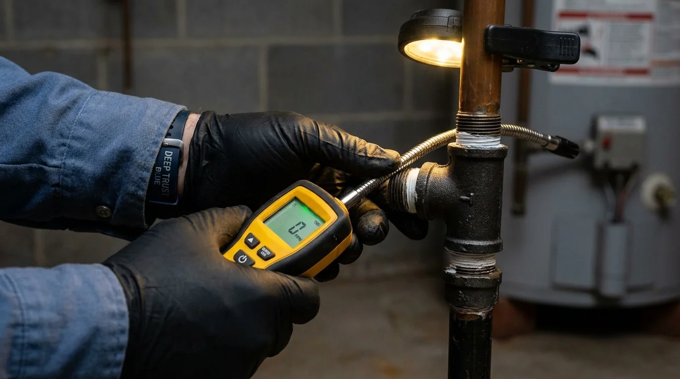 Gas leak detection with electronic sniffer by Johns Plumbing LLC in Castro Valley