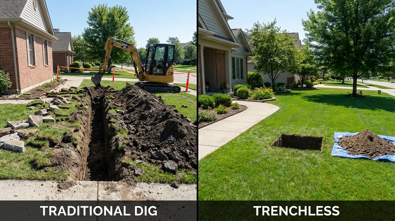 Trenchless sewer repair with minimal yard damage versus traditional excavation in Castro Valley, CA